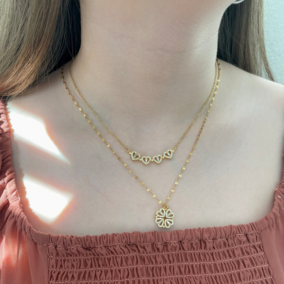 Collier Trèfle à Quatre Feuilles - Collier Cœur Magnétique