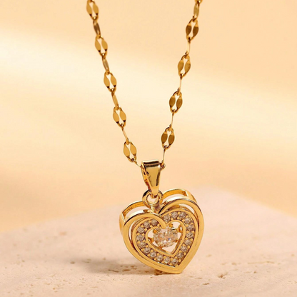 Love Heart Pendentif - Collier à Double Couches