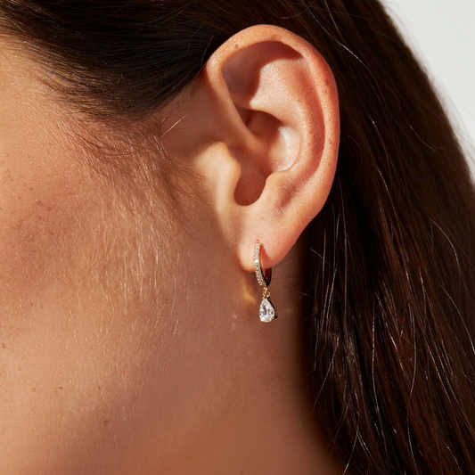 Boucles d'oreilles Cristaux en goutte - Huggies délicats en zircon
