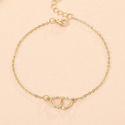 Anklet Minimaliste en Forme de Cœur - Bracelet de Cheville à Maillons en Forme de Cœur