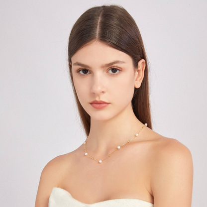 Collier en or et perles - Perles et chaîne en or alternées