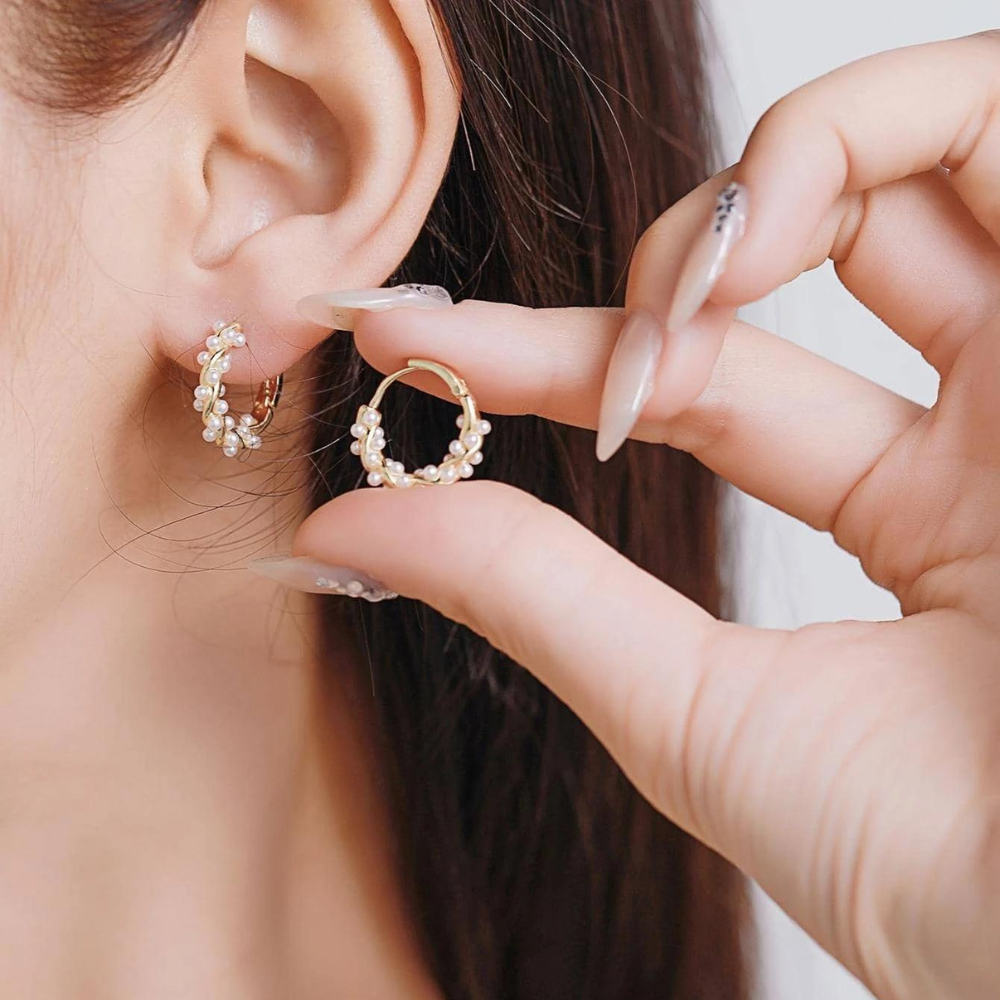 Boucles d'oreilles en perles artificielles - Boucles d'oreilles élégantes en perles