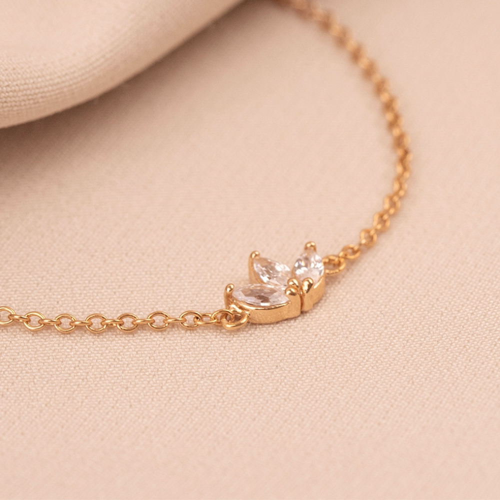 Trois Fleurs de Zircon - Bracelet Chaîne