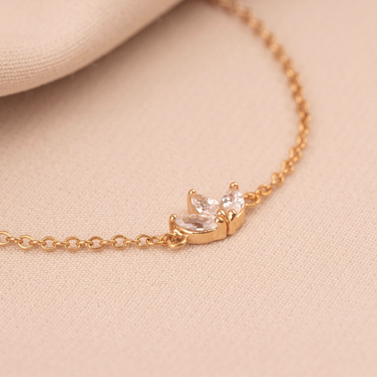 Trois Fleurs de Zircon - Bracelet Chaîne