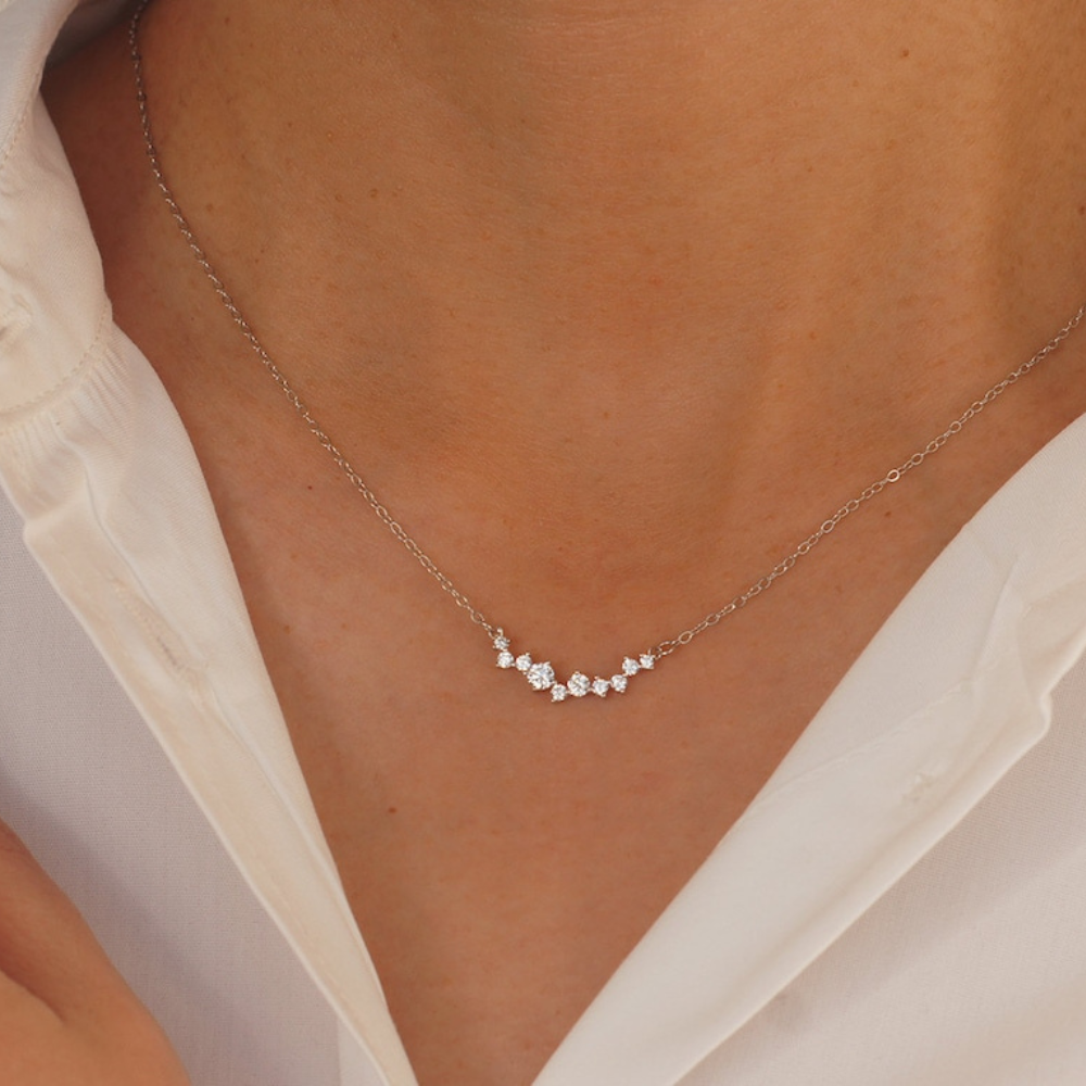 Collier Sourire en Diamant - Collier Fin avec Pendentif Diamant