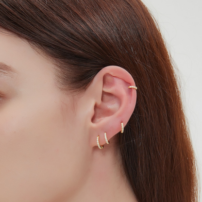 Set de Cerceaux Huggie CZ Minimalistes - Boucles d'oreilles Hoop