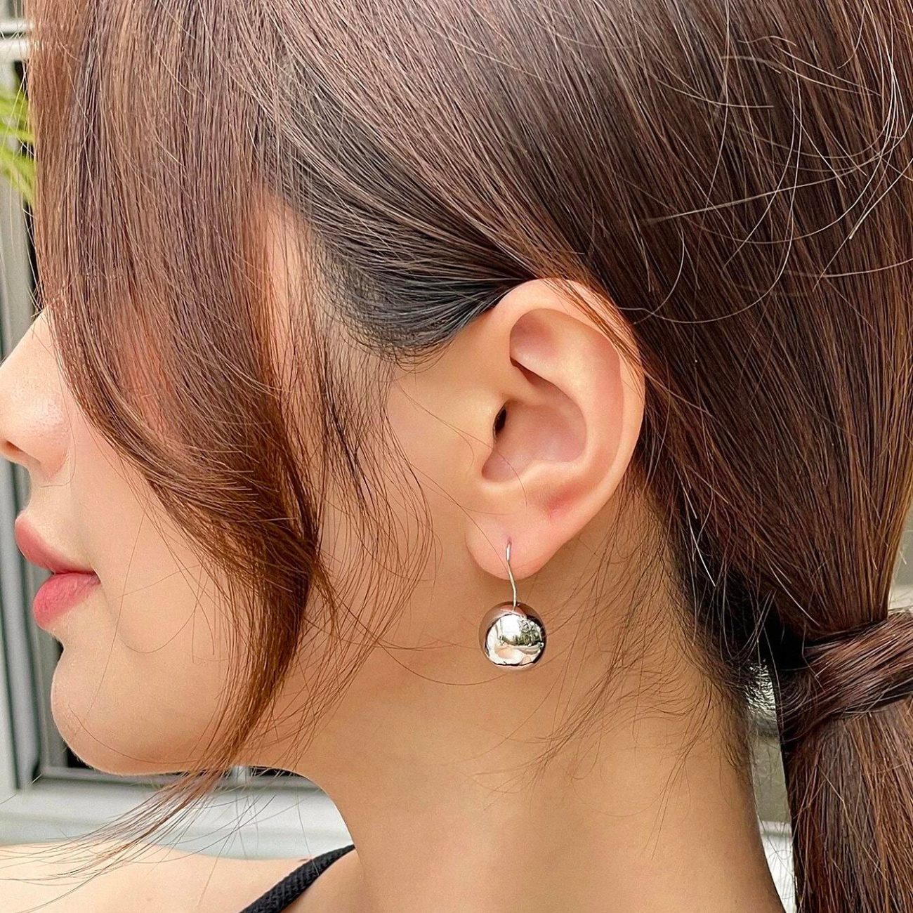 Boucles d'oreilles à boules - Crochets d'oreilles ronds brillants