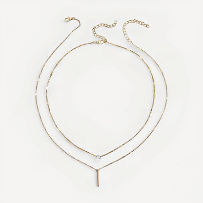 Virelle – Collier Superposé Doré à Double Rang avec Pendentif