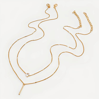 Virelle – Collier Superposé Doré à Double Rang avec Pendentif