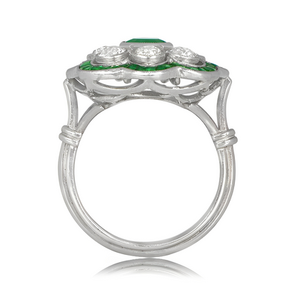 Margie – Bague Vintage avec Émeraude et Détail Doré
