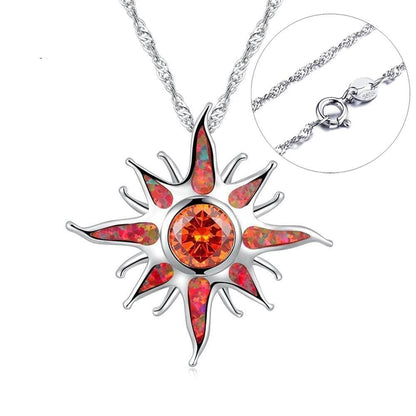 Yani – Collier Pendentif Éclat Solaire en Opale de Feu & Grenat