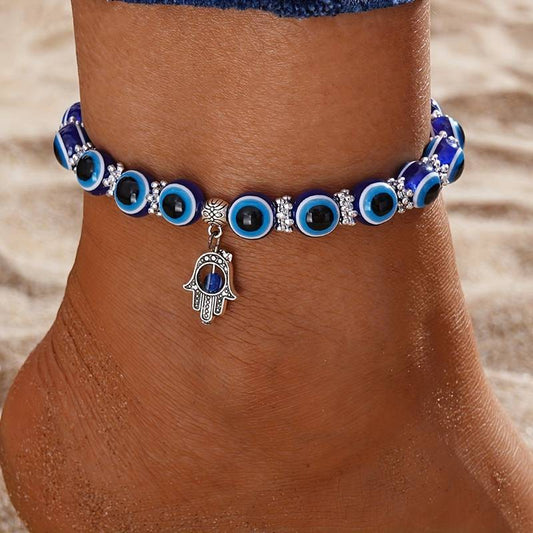 Bracelet de cheville Œil du Mal Style Océan - Bracelet de cheville Karma et Chance