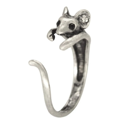 Souris élégante - Bague vintage en argent