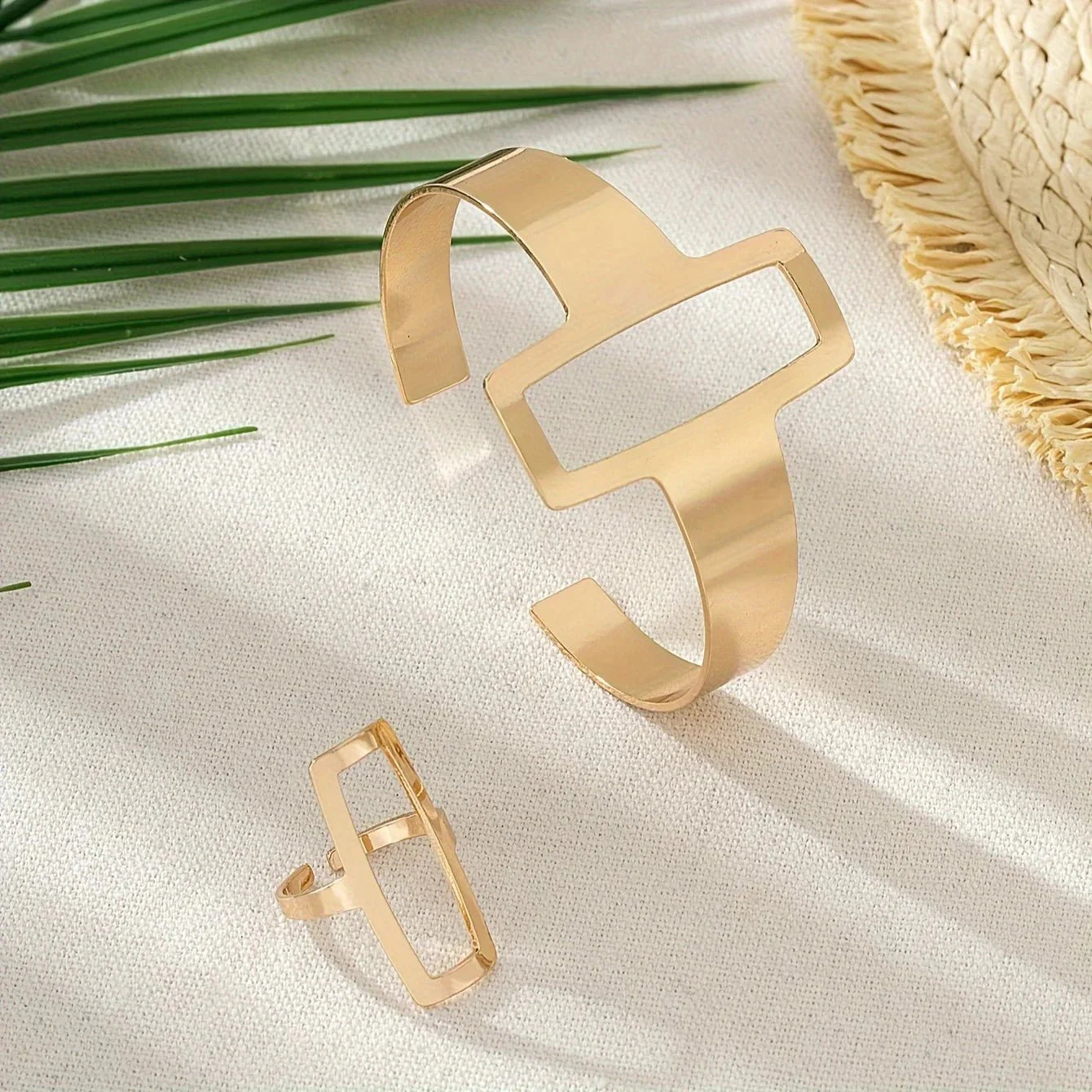 Lina – Duo Bracelet & Bague Rectangle
