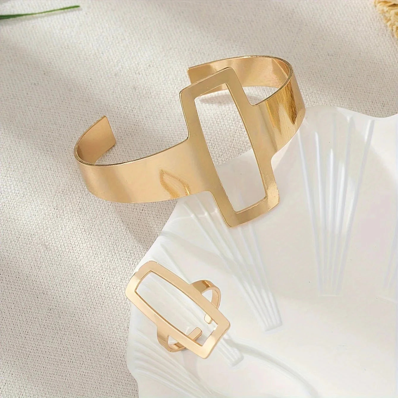Lina – Duo Bracelet & Bague Rectangle