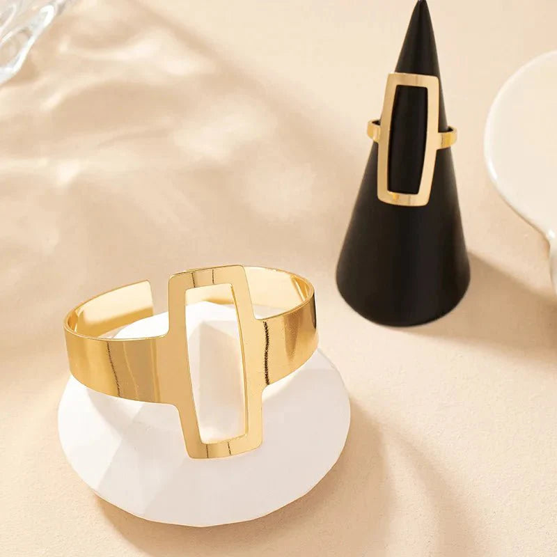 Lina – Duo Bracelet & Bague Rectangle