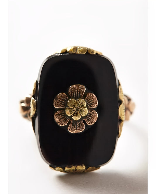 Lucie – Bague Vintage Pierre Noire Élégante