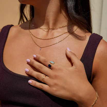 Olympe – Bague Rétro Ouverte Dorée Effet Émaillé