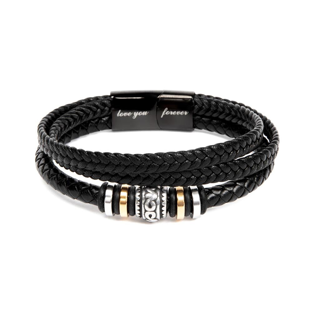 Renji – Bracelet Tressé Acier & Cuir Multi-Rangs