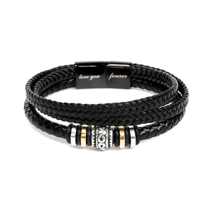 Renji – Bracelet Tressé Acier & Cuir Multi-Rangs