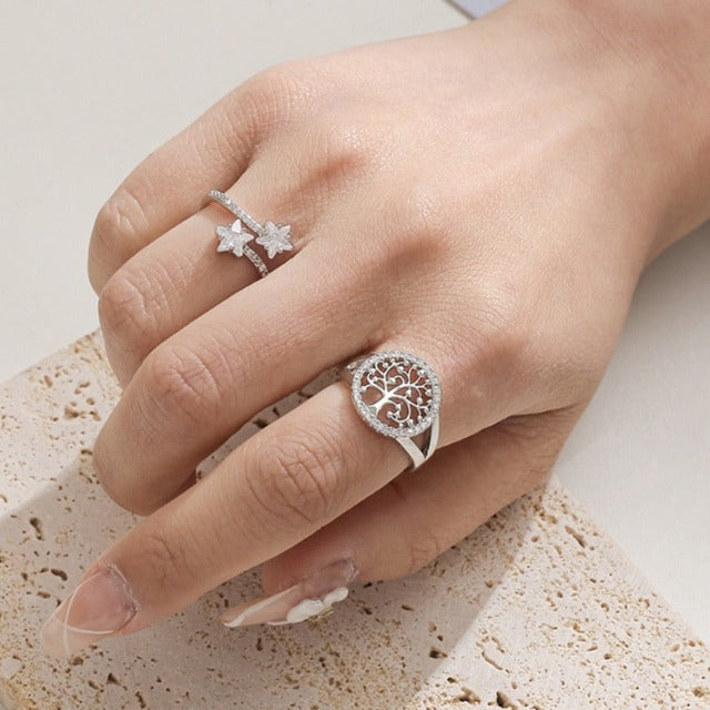 Yelina – Bague Arbre de Vie Dorée ou Argentée