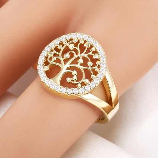 Yelina – Bague Arbre de Vie Dorée ou Argentée