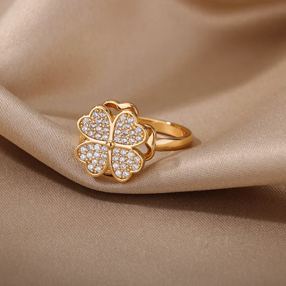 Dazel – Bague Anti-Stress Tournante Trèfle à 4 Feuilles