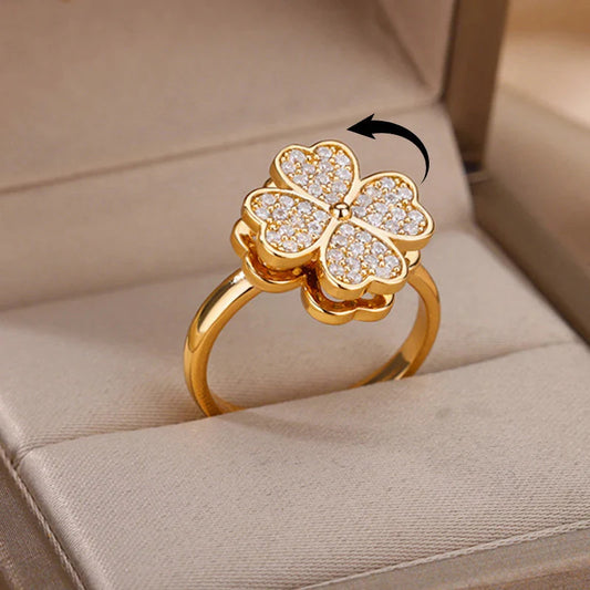 Dazel – Bague Anti-Stress Tournante Trèfle à 4 Feuilles