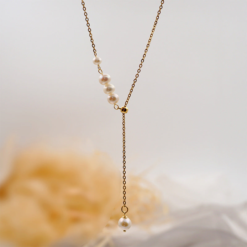 Collier en perles d'eau - Collier superposé de perles
