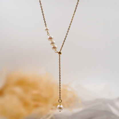 Collier en perles d'eau - Collier superposé de perles