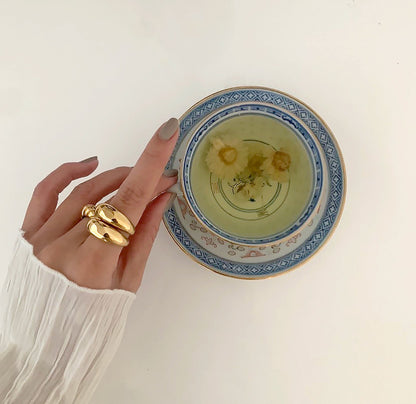 Celestine – Grande Bague Glossy en Or Véritable