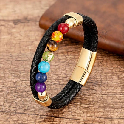 Zenaro – Bracelet Cuir Équilibre 7 Chakras