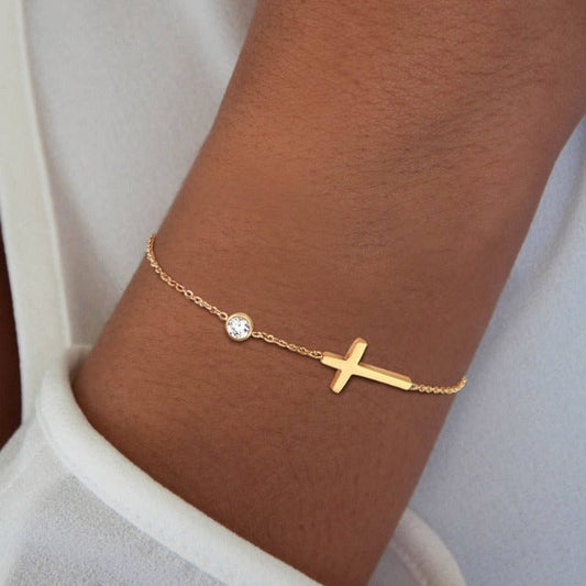Althea – Bracelet avec Croix pour Femme en Or & Argent