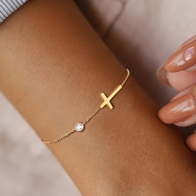 Althea – Bracelet avec Croix pour Femme en Or & Argent