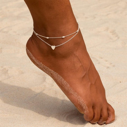 Selene – Bracelet de Cheville Bicolore Or & Argent