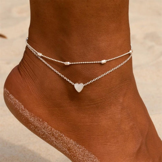 Selene – Bracelet de Cheville Bicolore Or & Argent
