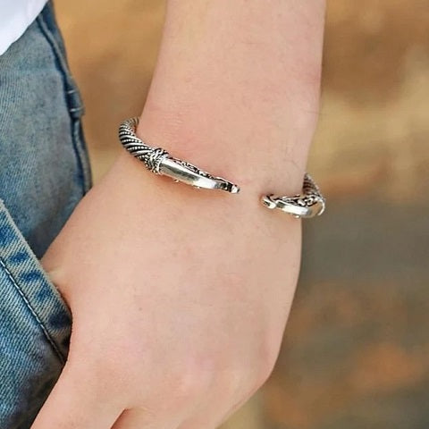 Ragnar – Bracelet Viking Homme Style Ancien en Argent ou Doré