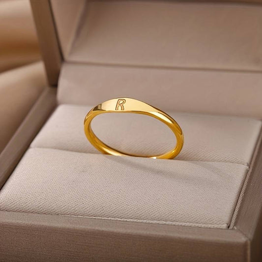 Bague Minimaliste - Bague minimaliste avec initiale gravée