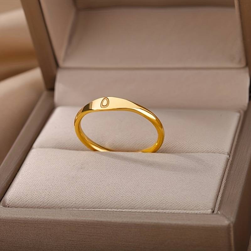 Bague Minimaliste - Bague minimaliste avec initiale gravée