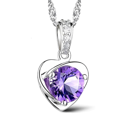 Eliane – Pendentif Cœur en Argent & Améthyste