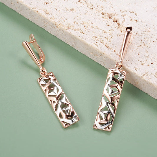 Clarisse – Boucles d'oreilles rectangulaires élégantes en or et argent