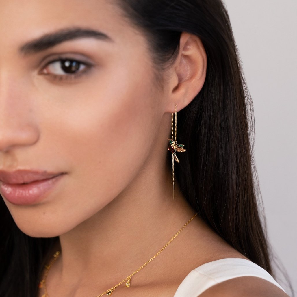 Lunara – Boucles d’Oreilles Colibri à Pampilles Cristal