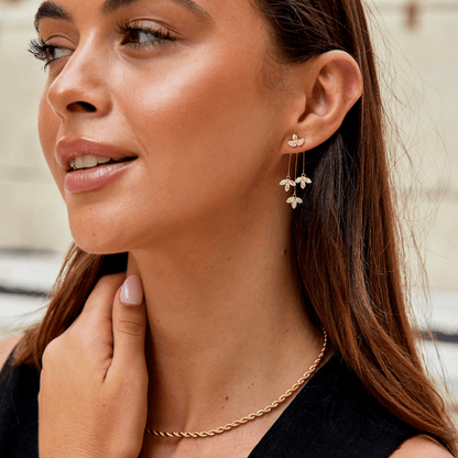 Karen – Boucles d’Oreilles Cascade Lotus en Cristal