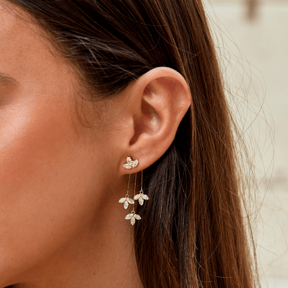 Karen – Boucles d’Oreilles Cascade Lotus en Cristal