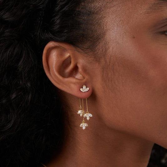 Karen – Boucles d’Oreilles Cascade Lotus en Cristal