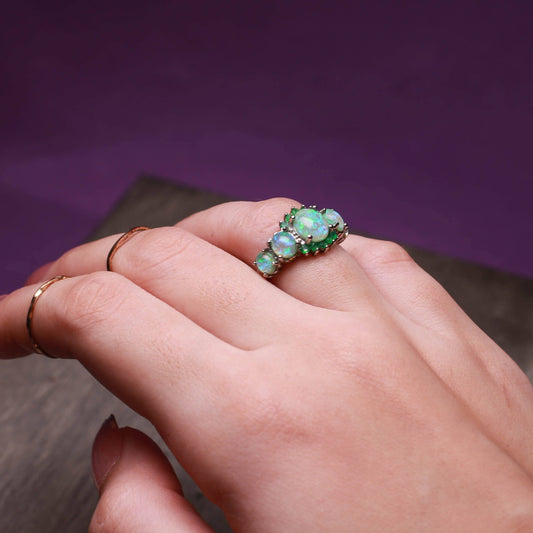 Toni – Bague Opale Verte & Émeraude