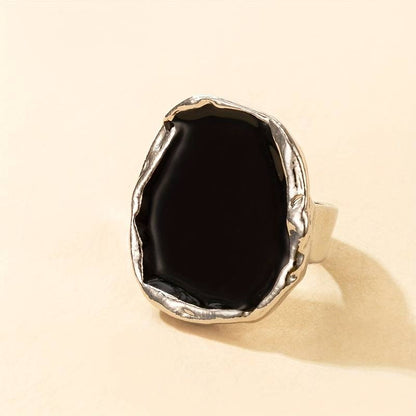Bague Vintage en Pierre Noire - Bague Vintage Exagérée en Noir