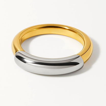 Ciela – Bague Bicolore en Acier Titane Plaqué Or 18K