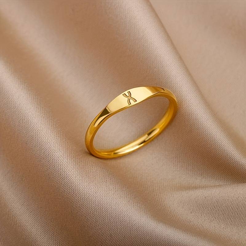 Bague Minimaliste - Bague minimaliste avec initiale gravée