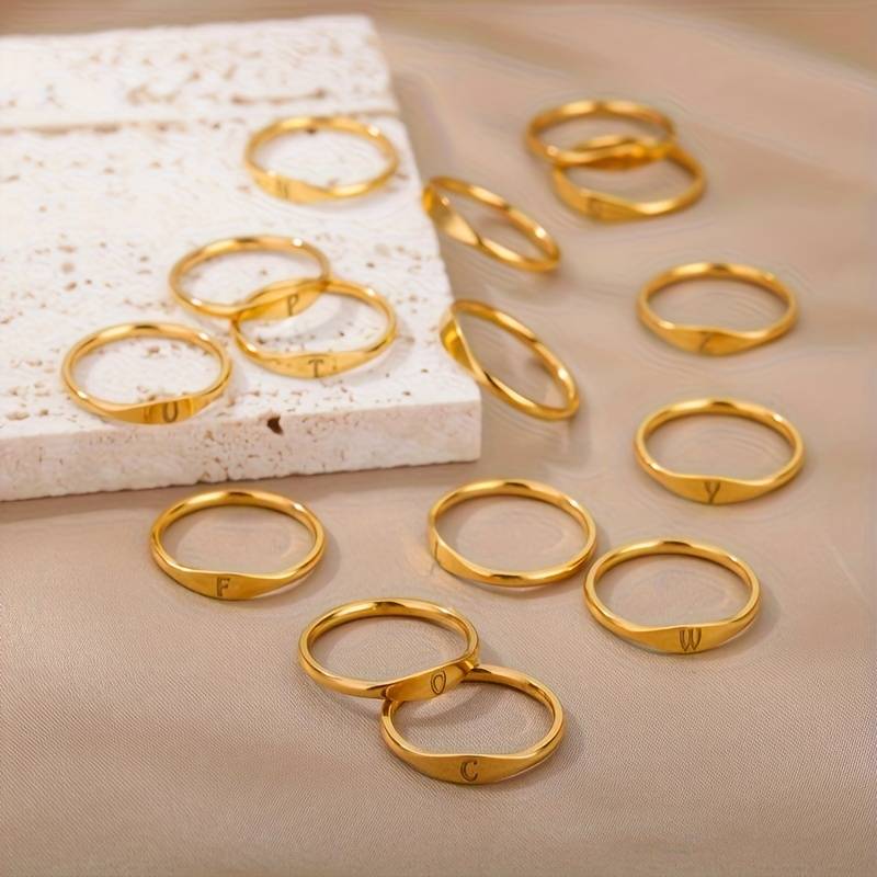 Bague Minimaliste - Bague minimaliste avec initiale gravée